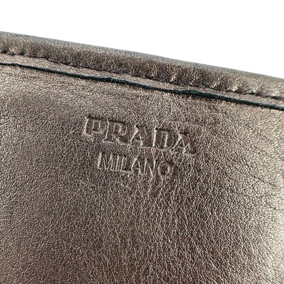 Prada Metallic Brown Wave Leather Flap Continental Wallet - Picture 9 of 16